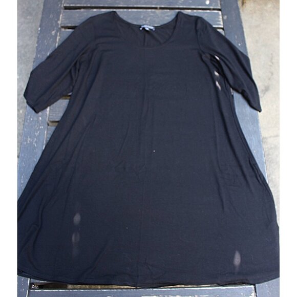 Eileen Fisher - the OG - Scoop Neck Tunic in Viscose Jersey, Black, Large - Picture 7 of 8